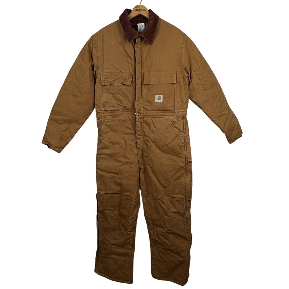 Carhartt Arctic Insulated Quilt Duck Canvas X02 BRN Coveralls Jumpsuit 46 Short